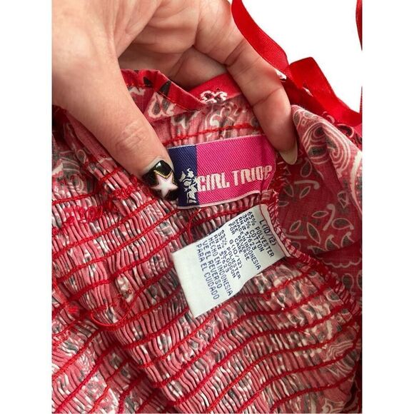 Girl Tribe Red Bandana Halter Top – Child’s Size (Fits XS) - Picture 3 of 5